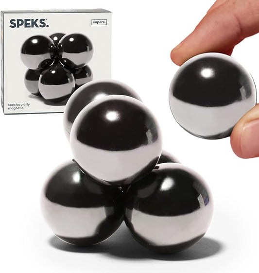 Speks Supers Magnetic Balls - Fidget Toy for Adults | Desk Toy for Office Decoration, Christmas Gift, Holiday Stocking Stuffer Present, Sensory Gadget for Stress Relief | Set of 6, Gun Metal