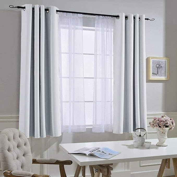 NICETOWN Greyish White Room Darkening Curtain Panels - Window Treatment Thermal Insulated Grommet Room Darkening Curtains/Panels/Drapes for Bedroom (2 Panels, 52 by 54, Greyish White)