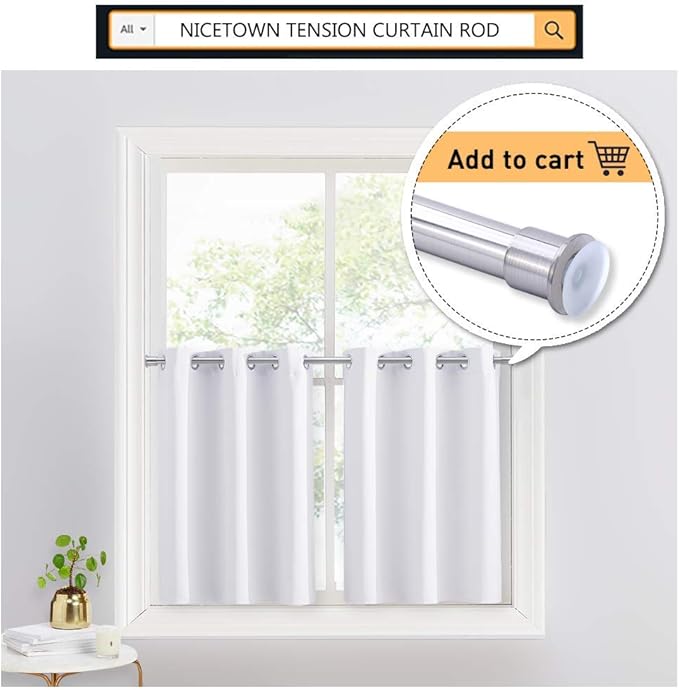 NICETOWN Short Window Curtains for Loft - Grommet Top Design Curtains for Cafe & Dining Room Thanksgiving Decoration (Pure White, Two Panels, 52W by 36L 1.2 Inches Header)