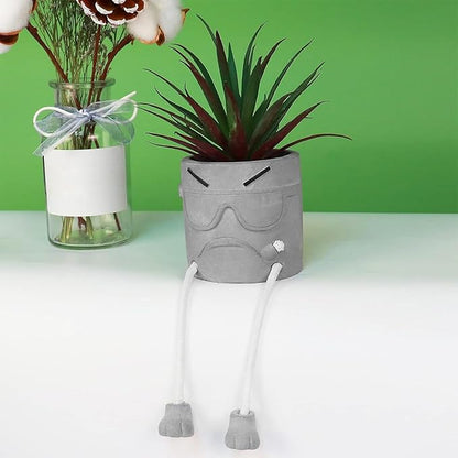 Zerzsy Artificialplant Succulents in Cement Pots with Hanging Leg, Mini Fake Plants Kitchen Shelf Decor, Bathroom Shelf Small Plants Decor, Faux Succulents for Office Wall Shelf Decorations