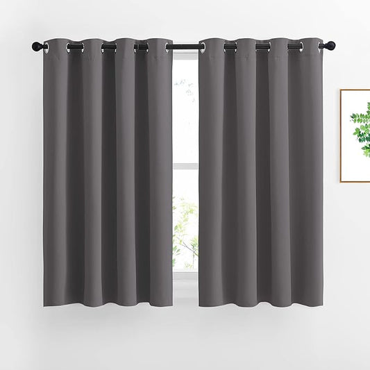 NICETOWN Bedroom Blackout Curtains Panels - Window Treatment Thermal Insulated Solid Grommet Blackout for Living Room (Set of 2 Panels, 52 by 54 Inch,Grey)