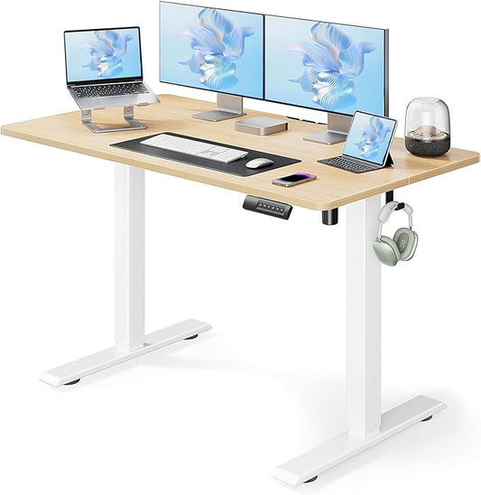 Marsail Electric Standing Desk, Adjustable Height Stand up Desk, 48 x 24 Inches Sit Stand Home Office Desk, Computer Desk, Maple