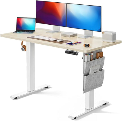 Marsail Standing Desk Adjustable Height Home Office Desk,‎48x24 Inch Electric Standing Desk, Stand up Desk with Storage Bag,Headphone Hook for Computer Workstations Desk Memory Preset