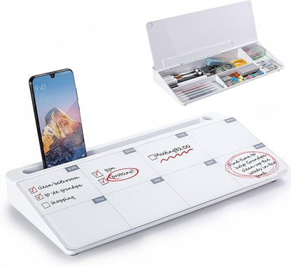 TSJ OFFICE Desktop Whiteboard Dry-Erase-Board - Computer Keyboard Stand White Board Surface Pad with Drawer, Desk Organizers with Accessories for Office, Home, School Supplies