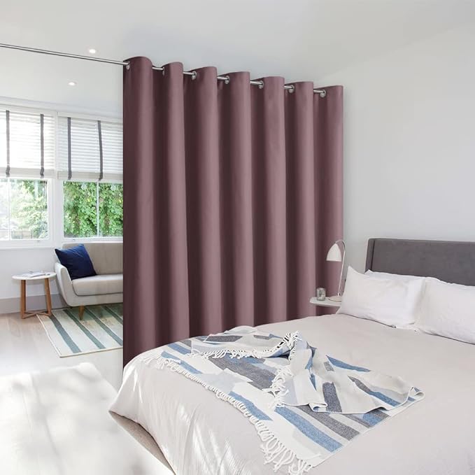 NICETOWN Dry Rose Curtains for Sliding Glass Door, 84 inch Long, Grommet Single Curtain Panel, Sound Reducing Blackout Curtains for Bedroom/Doorway Living Cabin (1 Panel, 8.3ft Wide by 7ft Long)