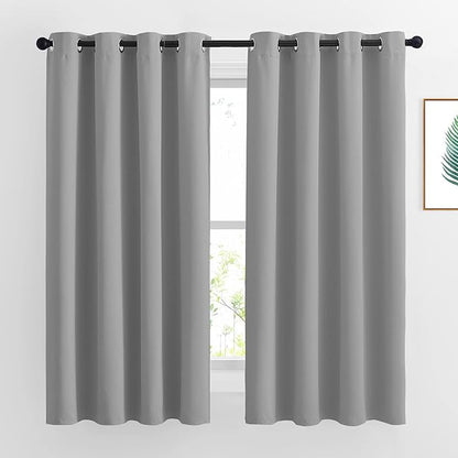 NICETOWN Bedroom Blackout Curtains Panels - Window Treatment Thermal Insulated Solid Grommet Room Darkening Drapes for Living Room (Set of 2 Panels, 52 by 63 Inch, Silver Grey)