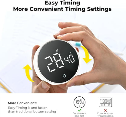 EooCoo Digital Timer with Large Bright Display, 199 Minute Countdown Countup Timer Strong Magnetic Back, Easy Operation - Perfect for Kitchen, Classroom, and Workout