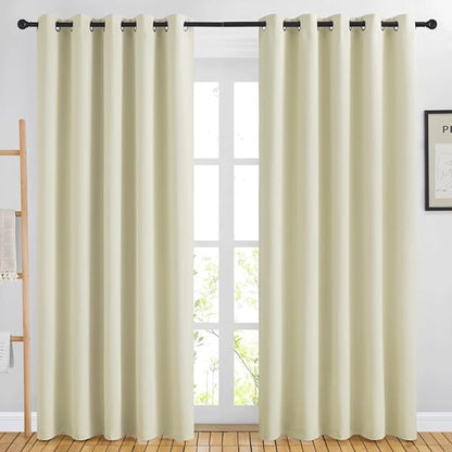 NICETOWN Blackout Curtains & Drapes 84 inch Long - Grommet Window Treatment Thermal Insulated Solid Grommet Blackout Curtains for Bedroom/Living Room (Beige, Set of 2, W66 x L84)