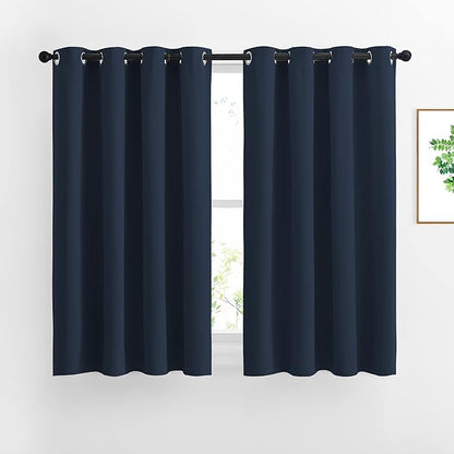 NICETOWN Blackout Curtains and Drapes for Kitchen - Thermal Insulated Solid Grommet Top Blackout Panels/Draperies for Kid's Room (Navy, 1 Pair, 52 x 54 Inch)