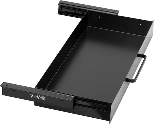 VIVO 22 inch Under Desk Mounted Sliding Pull-out Drawer for Office Desk, Pull Handle, Storage Organizer for Sit Stand Workstation, Black, DESK-DR22H-B