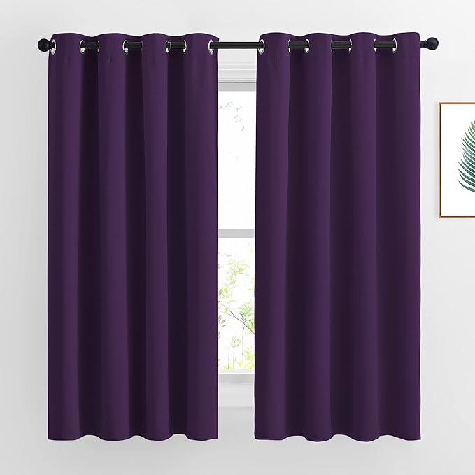 NICETOWN Insulated Curtains Blackout Draperies - Window Treatment Blackout Curtains/Drapes for Bedroom/Living Room Window (63 inches Long, 2 Panel Set, Royal Purple)