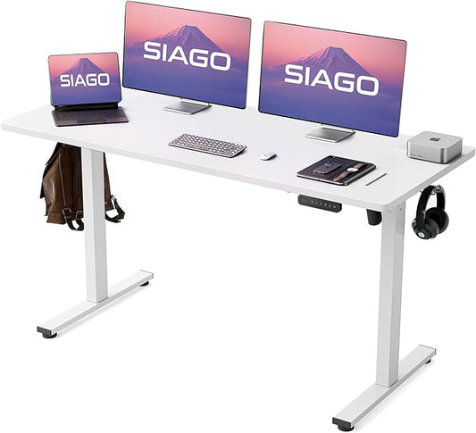 SIAGO Electric Standing Desk Adjustable - 63 x 24 Inch Sit Stand up Desk with Cable Management - 3 Memory Preset Adjustable Height Desk Computer Home Office Desk