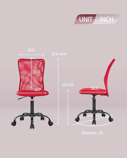 BestOffice Ergonomic Office Chair Desk Chair Mesh Computer Chair Armless Back Support Modern Executive Rolling Swivel Chair with Lumbar Support(Red)