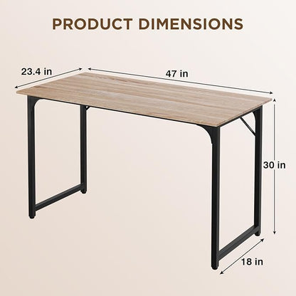 PayLessHere 32/39/47 inch Computer Desk Study Writing Table, Adjustable feet, Modern Furniture for Home Office (1, Nature, 47 inch)