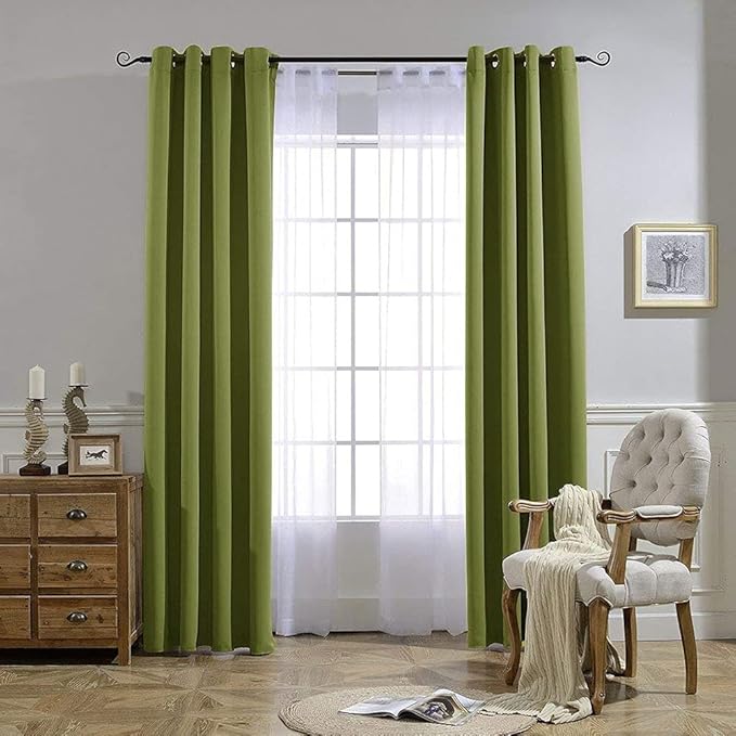 NICETOWN Green Blackout Draperies Curtains - Window Treatment Thermal Insulated Solid Grommet Blackout Curtains/Drapes for Holiday Decor (Set of 2, 52 by 84 Inch, Fresh Green)