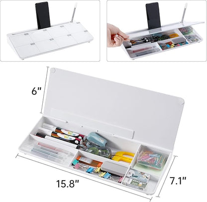 TSJ OFFICE Desktop Whiteboard Dry-Erase-Board - Computer Keyboard Stand White Board Surface Pad with Drawer, Desk Organizers with Accessories for Office, Home, School Supplies