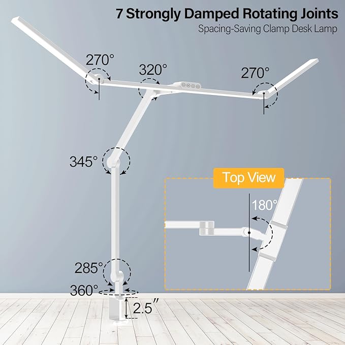 Micomlan 3000 Lumen Super Bright Led Desk Lamp for Home Office, 47Inches Long Architect Desk Lamp with Clamp, Dimmable Desk Light with Adjustable Monitor Light Bar Tall Office Light for Computer Table