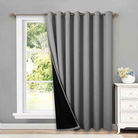 NICETOWN Total Shade Patio Door Curtain, Heavy-Duty Full Light Shading Sliding Door Drape Room Divider Curtain, Vertical Blinds for Window（1 Panels, 100 inches Wide x 84 inches Long, Silver Gray