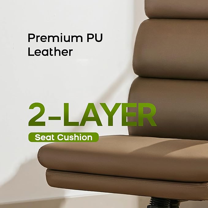 Drafting Chair Tall Office Chair with Padded Flip-up Armrests Executive Ergonomic Computer Standing Desk Chair with Comfortable Leather Backrest and Adjustable Footrest Ring (Tan)