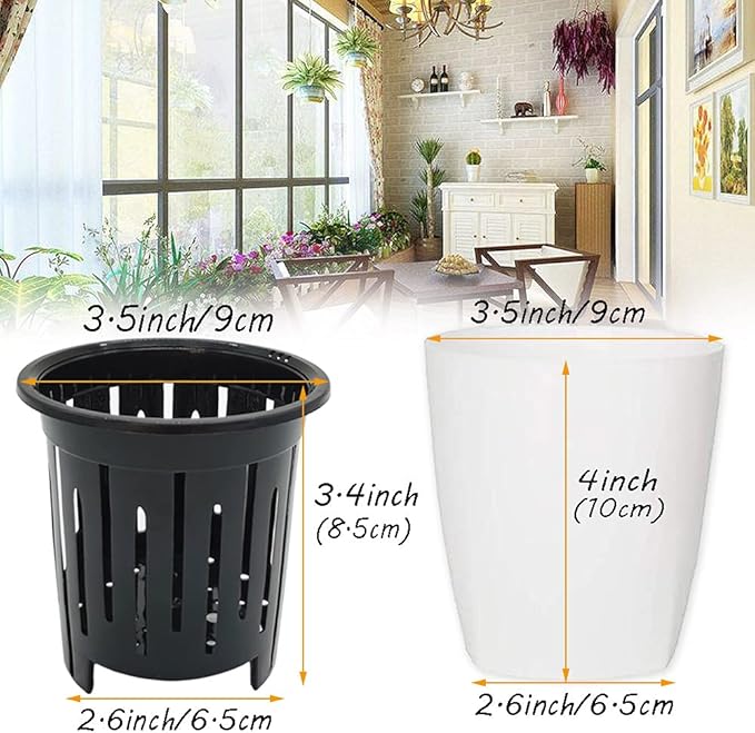 Haawooky 12 PCS Self Watering Plastic Planter,4 Inch Plastic Flower Plant Pot with Inner Pot,Self Watering Planter White Flower Pot for Herbs,Flowers,All House Plants,Succulents