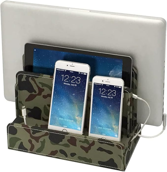 Great Useful Stuff G.U.S. Multi-Device Charging Station Dock & Organizer - Multiple Finishes Available. for Laptops, Tablets, and Phones - Camo