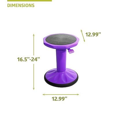 Pearington SitFree Height Adjustable Wobble Stool, Active Flexible Seating Chair for Kids and Adults - School and Office, Purple