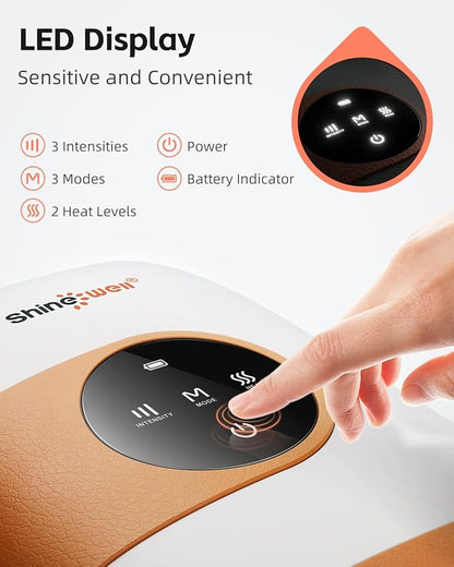 SHINE WELL Cordless Hand Massager with Heat and Compression FSA HSA Eligible,Mothers Day Gifts,Gifts for Her,Birthday Gifts for Women and Men,Hand Massager Machine Relieve Hand Fatigue and Soreness