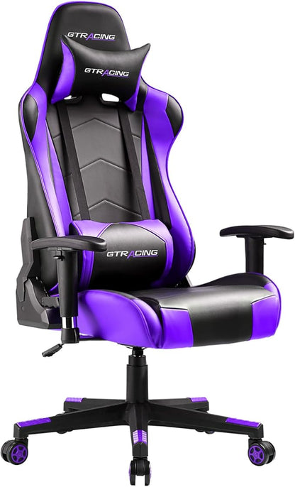 GTRACING Gaming Chair, Ergonomic Office Computer Chair with Lumbar & Headrest Support, Swivel Video Game Chair with Height & Armrest Adjustable for Adults, Purple