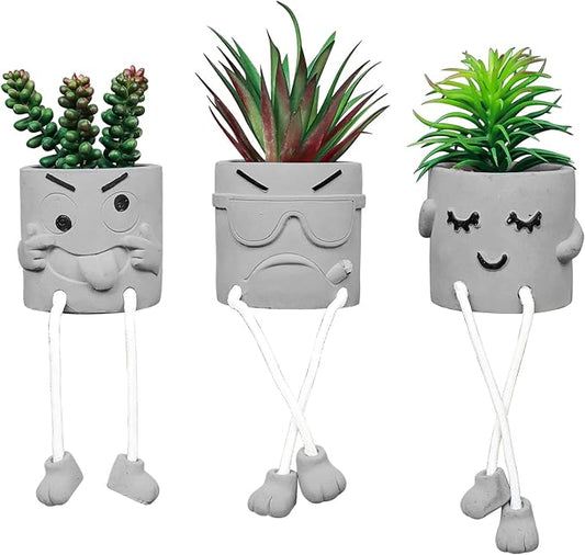 Zerzsy Artificial Succulent Set, Succulents Plants Artificial, Fake Mini Plants in Pots, Faux Plants Kitchen Shelf Desk Decor, Small Bathroom Decor for Shelves (3 PCS Set/B)