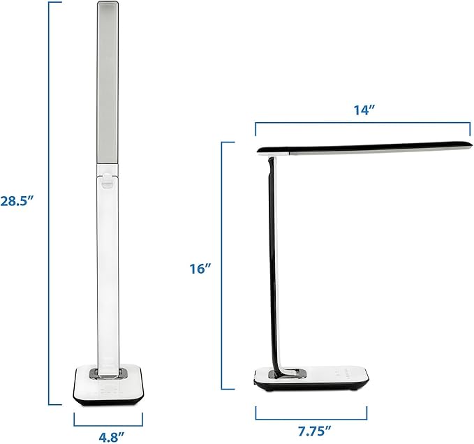 LED Desk Lamp With USB Charging Port Dimmable Touch Controls w/Color Adjustment, Eye Care Task Lamp, 5W, 1000 Lux,Multicolor