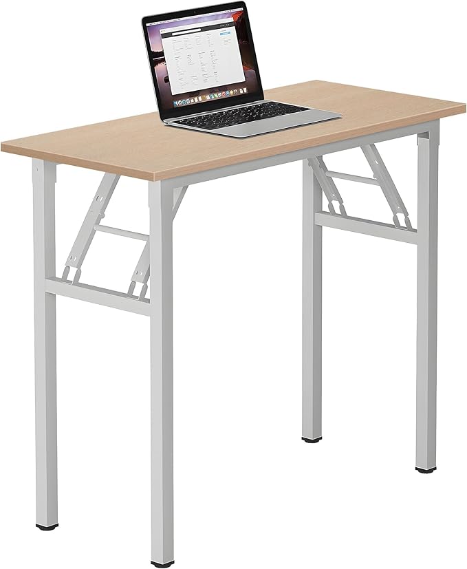 Need Small Desk 31 1/2" No Assembly Foldable Writing Table,Sturdy and Heavy Duty Folding Computer Desks for Small Space/Home Office/Dormitory AC5AW(80 * 40)