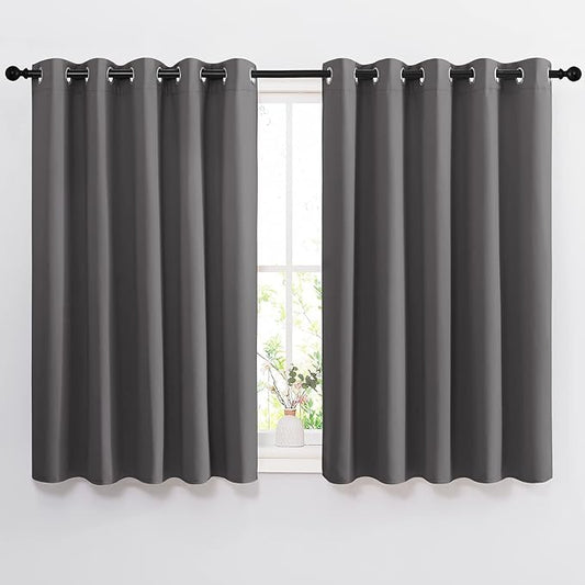 NICETOWN Bedroom Blackout Curtains Panels - Window Treatment Thermal Insulated Solid Grommet Blackout for Living Room (Set of 2, 66 by 54 Inch, Grey)