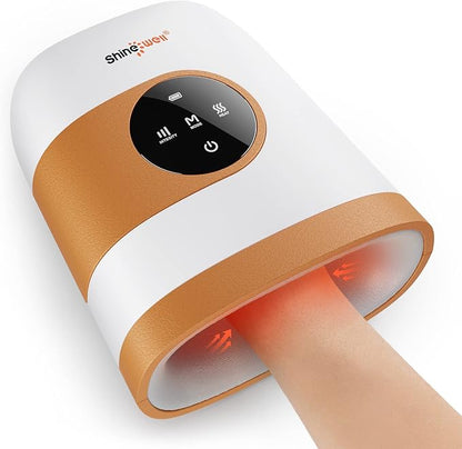 SHINE WELL Cordless Hand Massager with Heat and Compression FSA HSA Eligible,Mothers Day Gifts,Gifts for Her,Birthday Gifts for Women and Men,Hand Massager Machine Relieve Hand Fatigue and Soreness