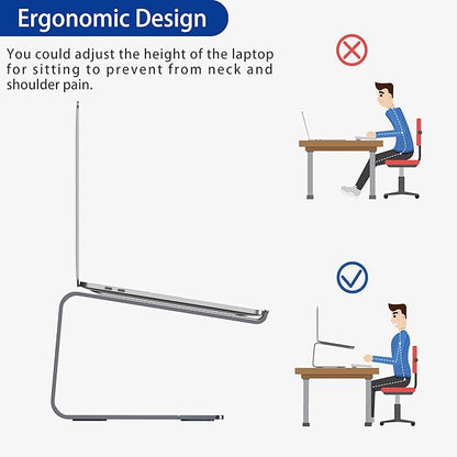 BESIGN LS03 Aluminum Laptop Stand, Ergonomic Detachable Computer Stand, Riser Holder Notebook Stand Compatible with MacBook Air Pro, Dell, HP, Lenovo More 10-15.6" Laptops, Space Gray