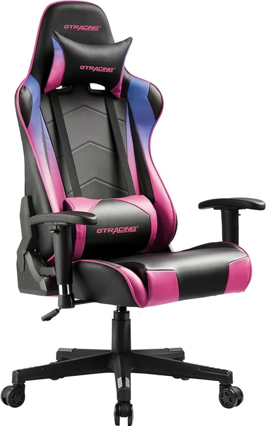 GTRACING Gaming Chair Racing Office Computer Ergonomic Video Game Chair Backrest and Seat Height Adjustable Swivel Recliner with Headrest and Lumbar Pillow Esports Chair (Colorful)