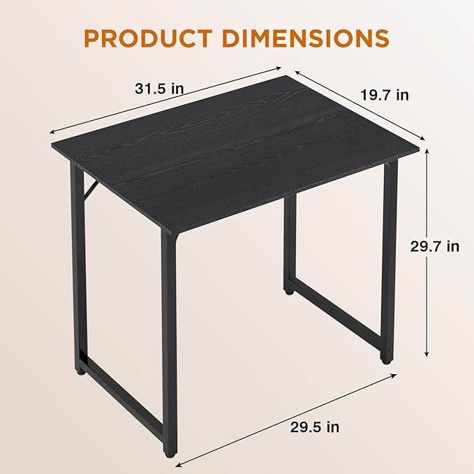 PayLessHere 32/39/47 inch Computer Desk Study Writing Table, Adjustable feet, Modern Furniture for Home Office (1, Black, 32 inch)