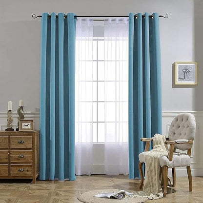 NICETOWN Living Room Blackout Curtains - Window Treatment Thermal Insulated Solid Grommet Blackout Panels/Drapes for Nursery (Teal Blue=Light Blue, Set of 2 Panels, 52 by 95 Inch)