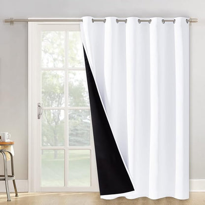 NICETOWN Privacy Door Curtain, Closet Curtain for Bedroom, Faux Folding Accordion Doors, 100% Blackout Noise Reducing Room Divider for Doorway Laundry Room Bifold Door(1 Panel, 62" W x 84" L, White)