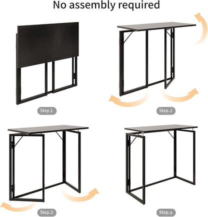 Folding Desk 30 Inch - Small Foldable Desk for Small Space Minimalist, Space Saving Collapsible Compact Desk Portable Table for Craft, Writing, Study and Work (No Assembly Required)