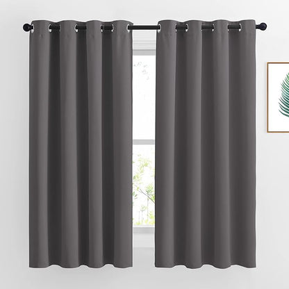 NICETOWN Blackout Curtains for Bedroom 63 inch Length 2 Panels - Window Treatment Thermal Insulated Solid Grommet Blackout for Living Room (52 by 63 Inch,Grey)