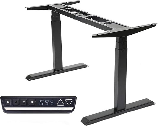 Fromann Electric 3 Tier Legs Dual Motor Standing Desk Frame Sit Stand up Height Adjustable Desk Base for Home and Office (Black)