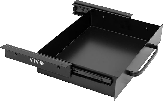 VIVO 13 inch Under Desk Mounted Sliding Pull-out Drawer for Office Desk, Pull Handle, Storage Organizer for Sit Stand Workstation, Black, DESK-DR1H-B