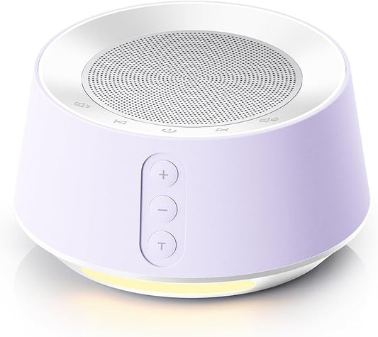 BGOVERSS White Noise Sound Machine with 14 Soothing Sounds and 10 Levels Night Light for Sleeping, 5 Timers and Memory Feature Plug in Sound Machine for Nursery Baby Kids Adults, Light Purple