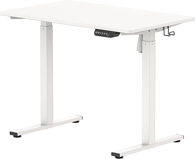 SHW Electric Height Adjustable Desk with Memory Preset, 40 x 24 Inches, White