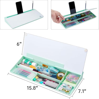 TSJ OFFICE Desktop Whiteboard Dry-Erase-Board - Computer Keyboard Stand White Board Surface Pad with Drawer, Desk Organizers with Accessories for Office, Home, School Supplies