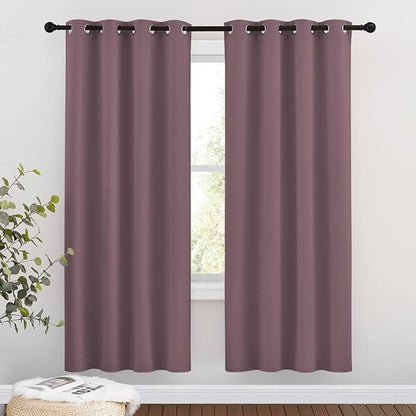 NICETOWN Blackout Window Curtains & Drapes 72" Long - Grommet Room Darkening Thermal Insulated Window Treatments Voice Reducing for Bedroom/Living Room (2 Panels, 46 x 72 Inch, Dry Rose)