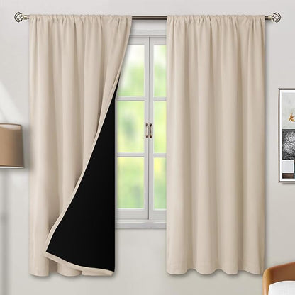 BGment Champagne Blackout Curtains for Bedroom, Full Room Darkening Thermal Insulated Soundproof Rod Pocket Window Curtains Drapes 72 Inch Length, 2 Panels，Each Panel 52 Inch Wide