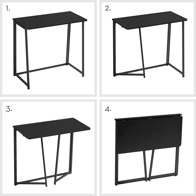 WOHOMO Folding Computer Desk, Small Writing Foldable Desk 31.5", Space-Saving Laptop Table, Easy Assemble Workstation for Home Office,Black