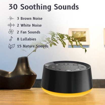 White Noise Machine with 30 Soothing Sounds 12 Colors Night Light Sound Machine for Adults Baby Kids Sleep Machines 36 Volume Levels Memory Function 5 Timers for Home Office Travel