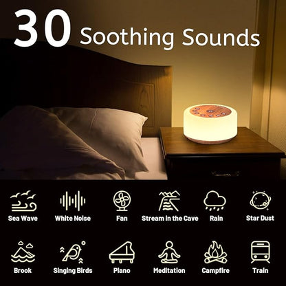 ColourNoise Sound Machine White Noise Machine 12 Colors Night Lights Brown Noise Machine with 30 Soothing Sounds Sleep Sound Machine with 5 Timers Portable for Home Travel and Office